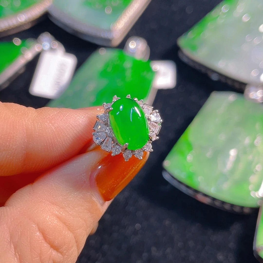 翡翠银S925镶嵌戒指翡翠