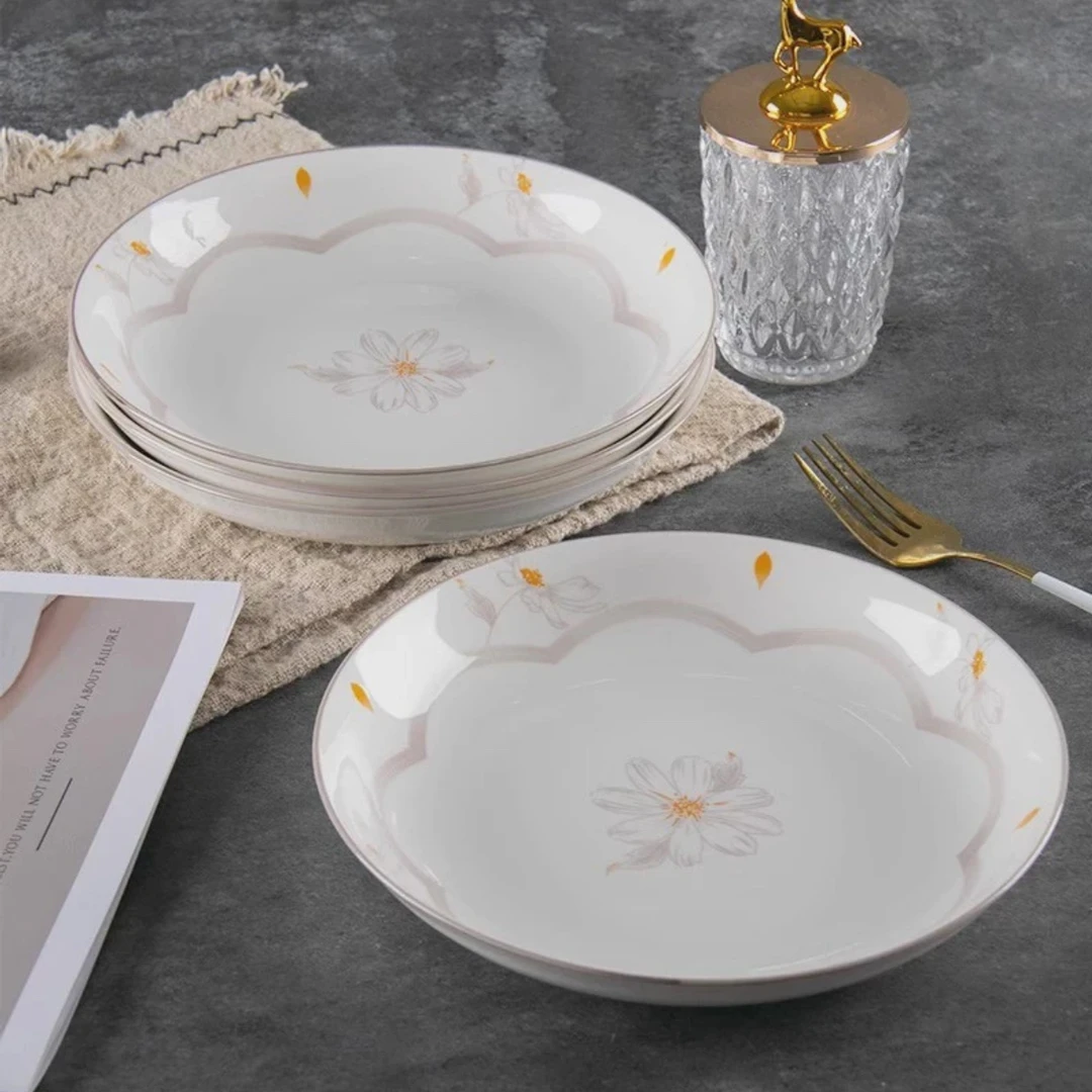 A029新中式梨花陶瓷餐具陶瓷盘子高颜值釉下彩手绘饭盘菜盘