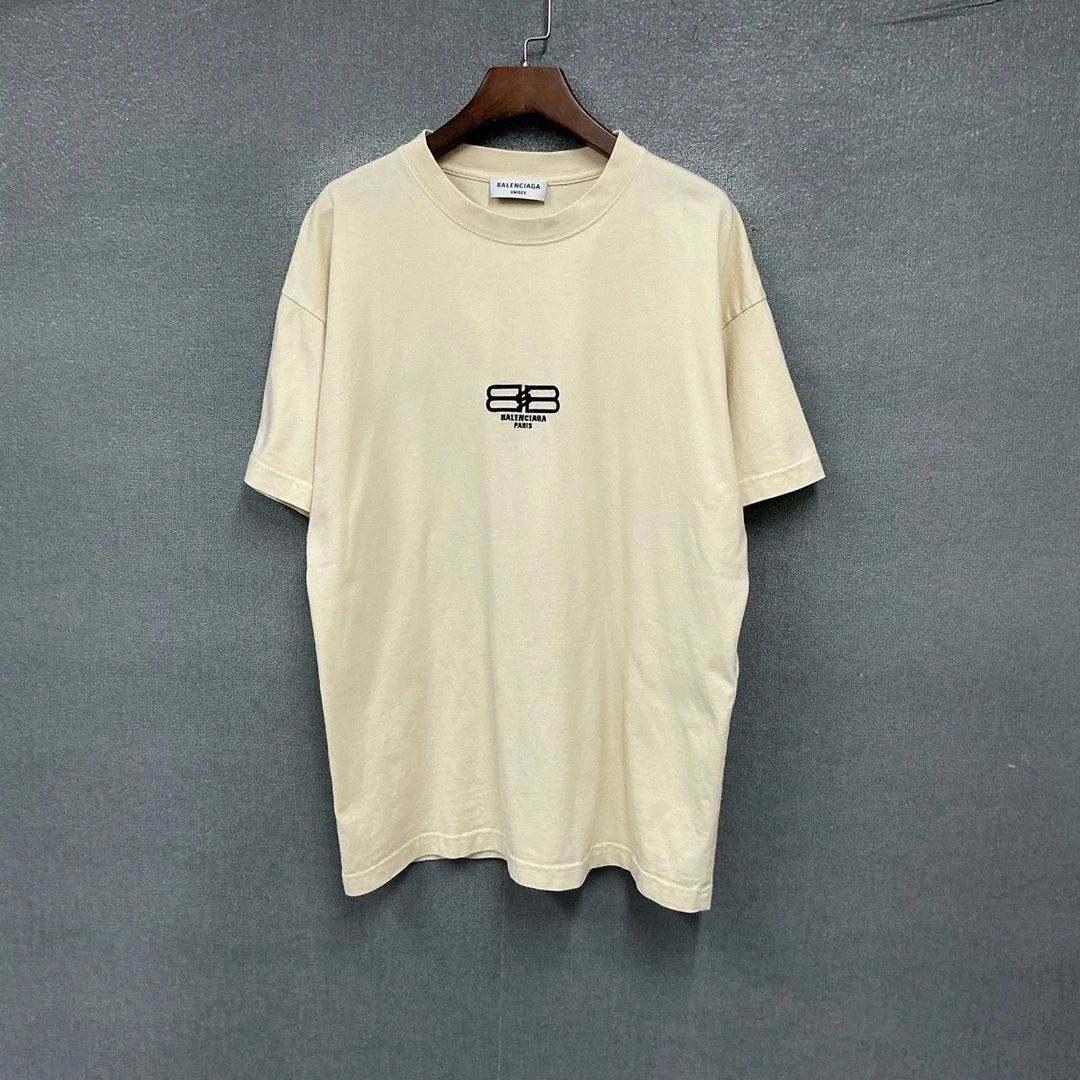 99新 Balenciaga/巴黎世家 双B锁扣刺绣短袖T恤 M码/2289