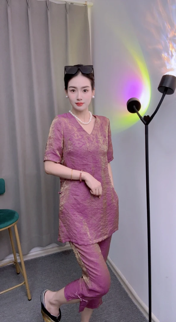 高定旗袍盘扣款夏季气质新中式套装