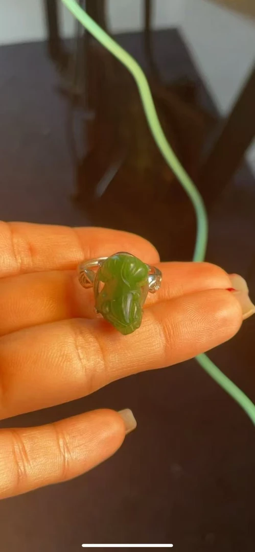 和田玉碧玉貔貅女款戒指