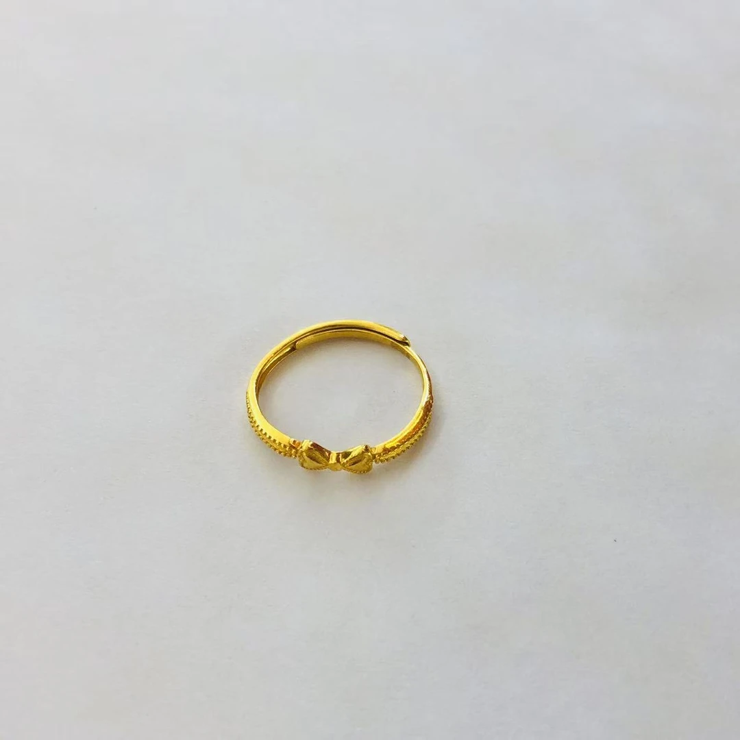 黄金足金999蝴蝶结戒指可调节