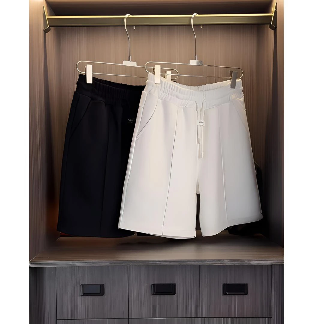 宽松日常休闲短裤夏季男款百搭轻奢简约时尚拼接中裤直筒五分裤子