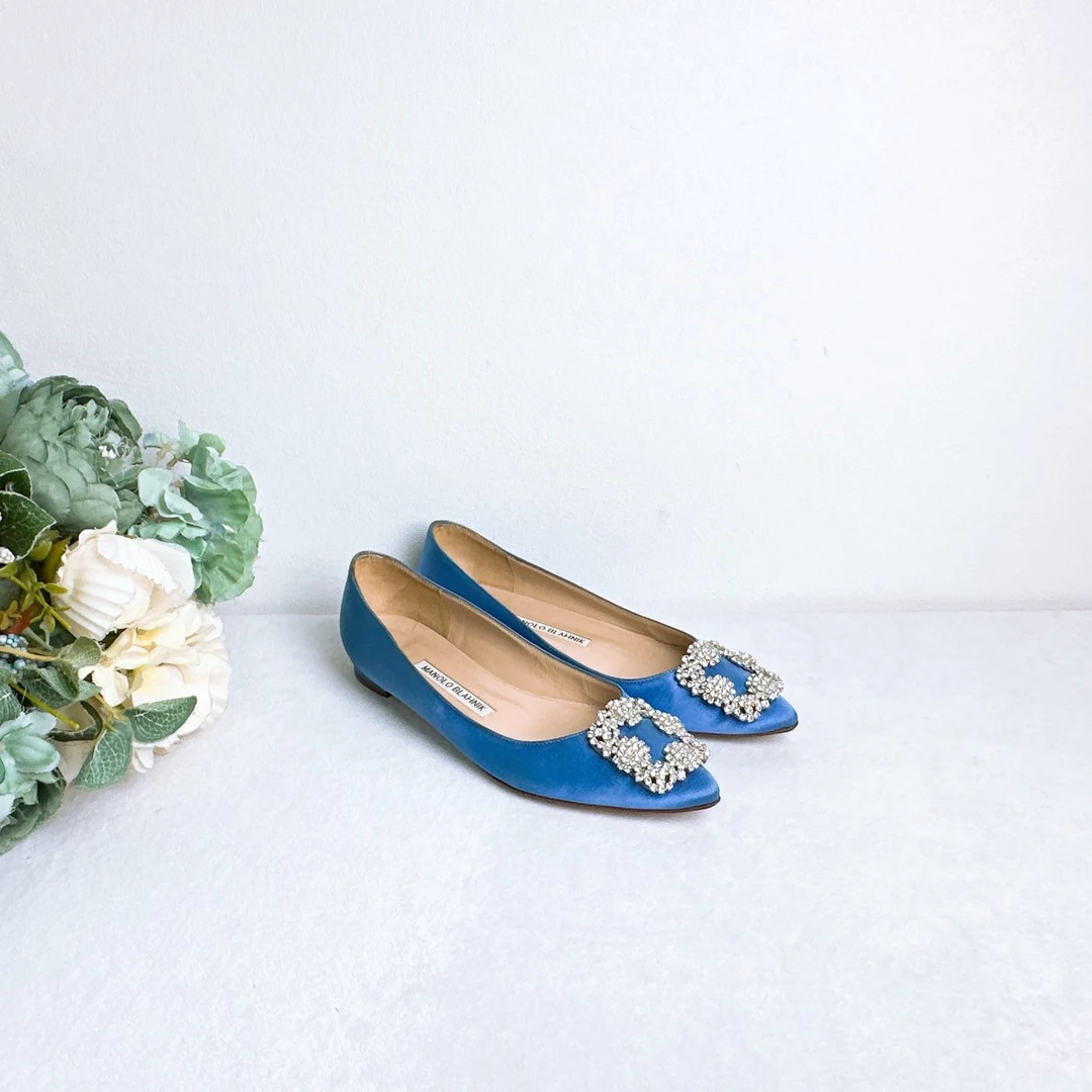 95新 MANOLO BLAHNIK/莫罗·伯拉尼克 平底鞋 /35码/Xsp34427