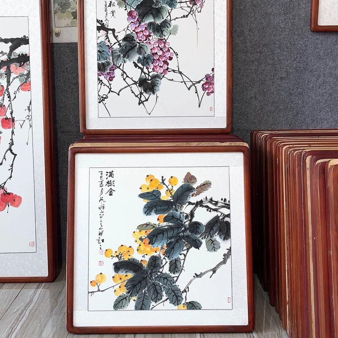 国画书画作品带框63×63