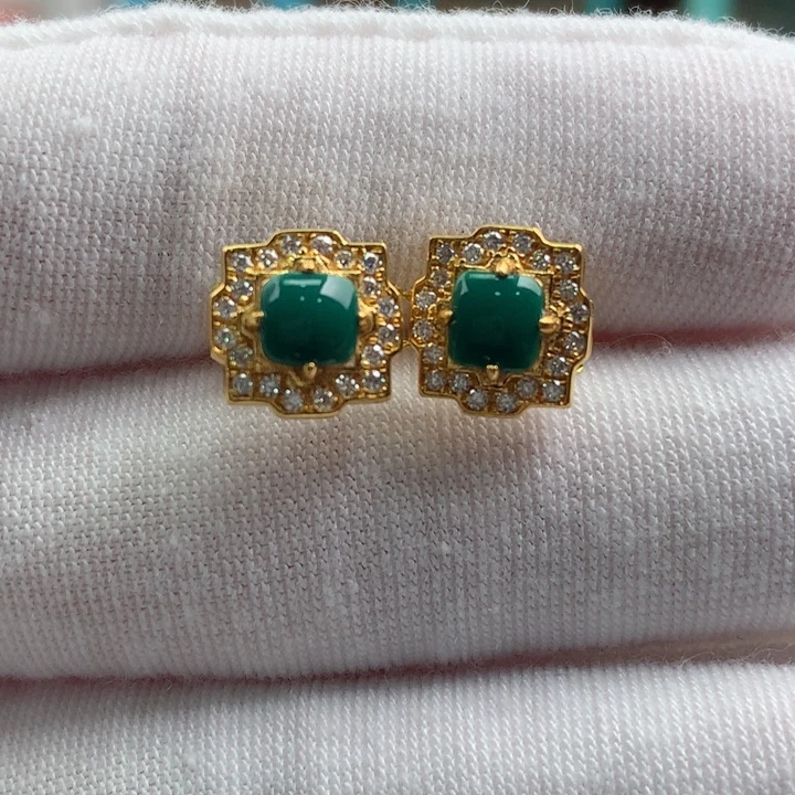 绿松石18K金镶嵌珠宝奇石