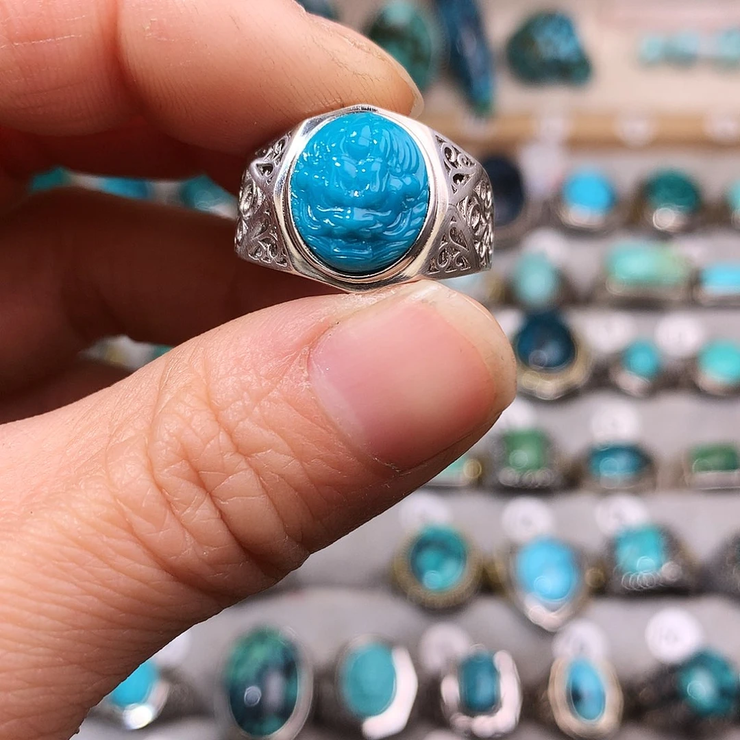 绿松石挂件银S925镶嵌