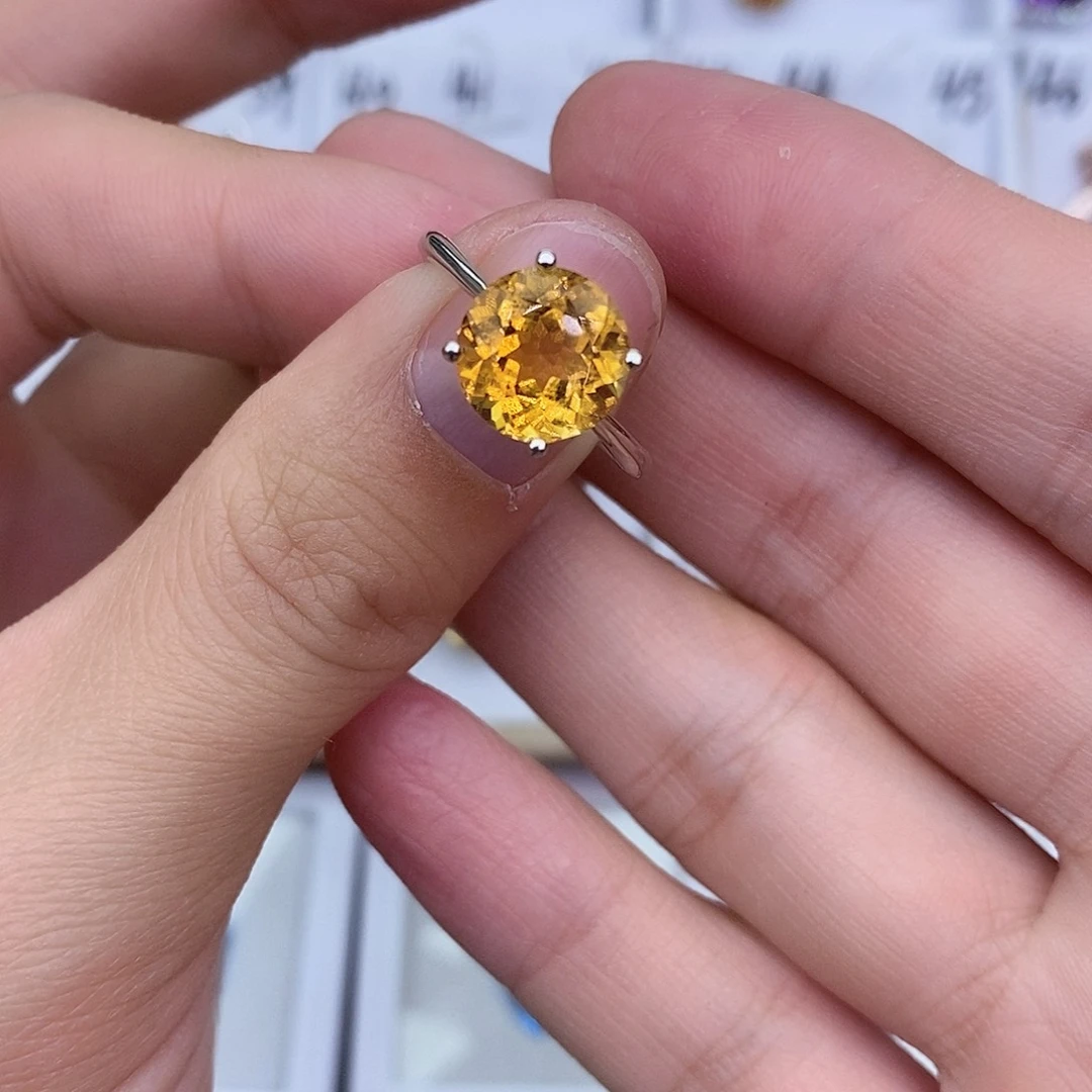 黄晶纯天然无优化黄水晶Q银S925镶嵌田*吖