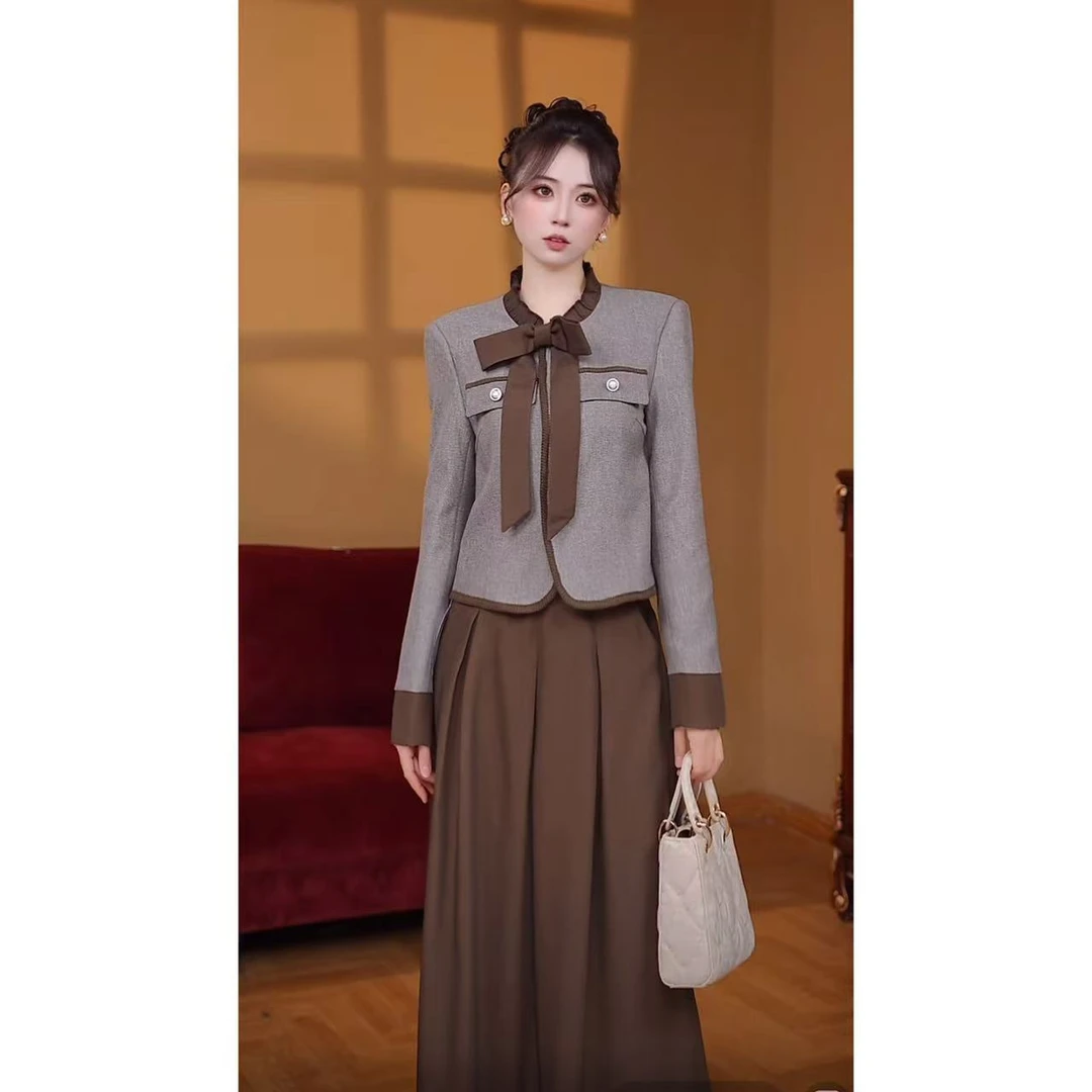 【瑞瑞定制】【两件套】【有里布】2025春秋新款简约法式时尚套装DM0071