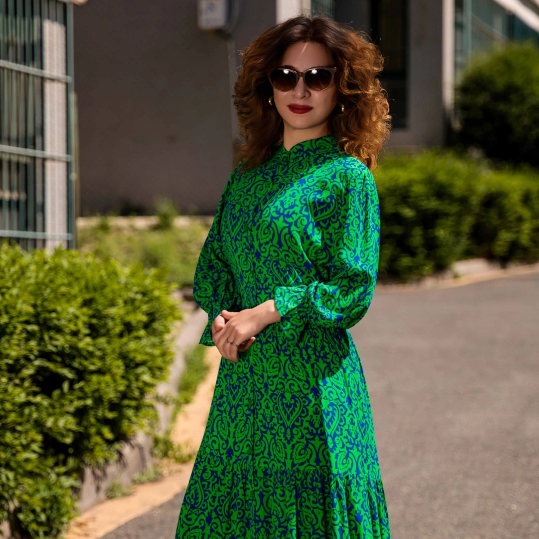 碎花花色常规中长款连衣裙夏季女士系带长裙田园风