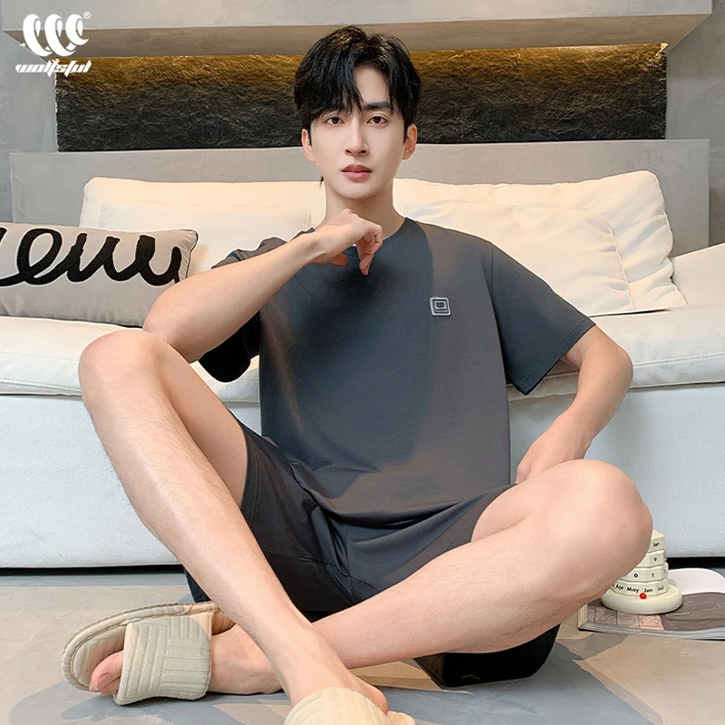 男士睡衣夏季薄款莫代尔短袖短裤夏天大码家居服冰丝凉感套装