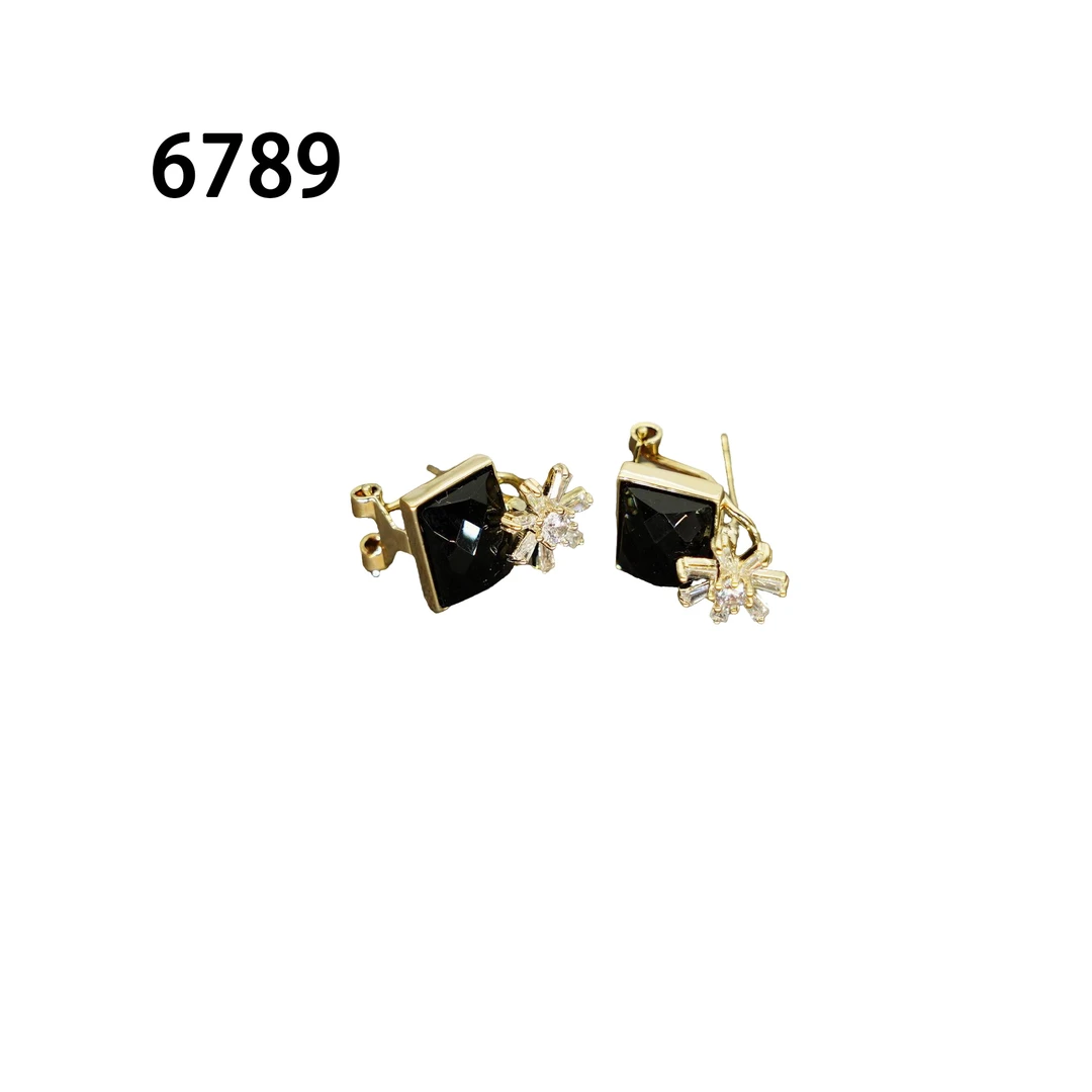 铜合金耳饰 简约镶嵌个性气质耳环小众设计高级感耳钉耳饰～6789