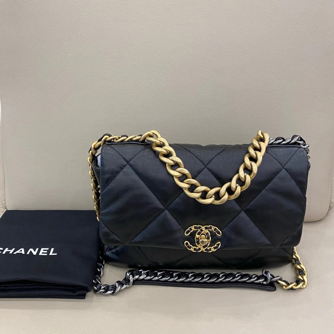 99新 Chanel/香奈儿 19bag中号 黑金 30开 嘎嘎新 完美品相