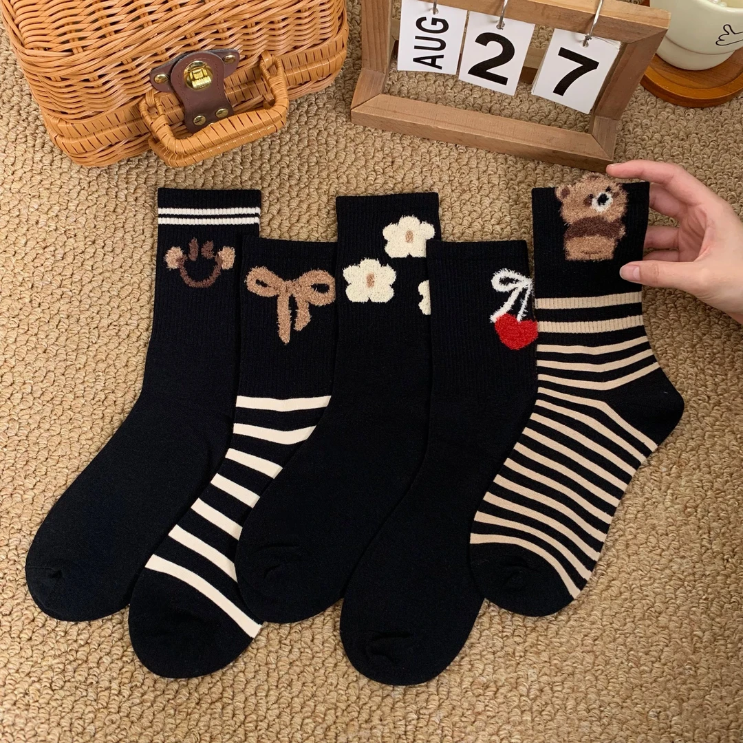 新款羽毛纱秋冬女袜韩版ins加厚保暖中高筒新款高级潮百搭复古