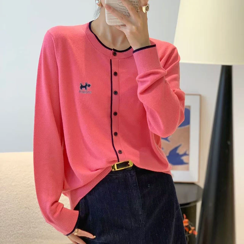 【香嘉怡新品】XJYE939女士上衣圆领套头纽扣针织衫百搭夏季韩版