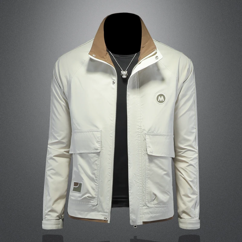 荷波撒纳温立领夹克外套男士春秋季潮牌修身长袖休闲高端百搭上衣