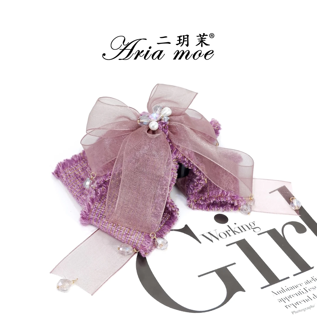 【紫霞仙子】原创小众仙女风氛围马尾夹高级感金丝小香抓夹秋冬发饰