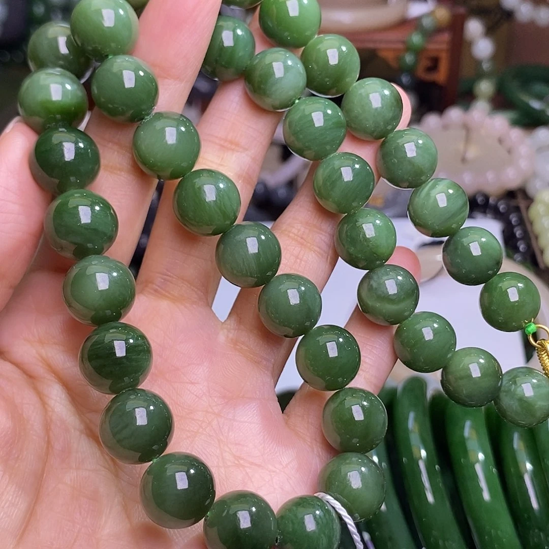 和田玉未镶嵌颈饰孤品清货价碧玉猫眼项链12m