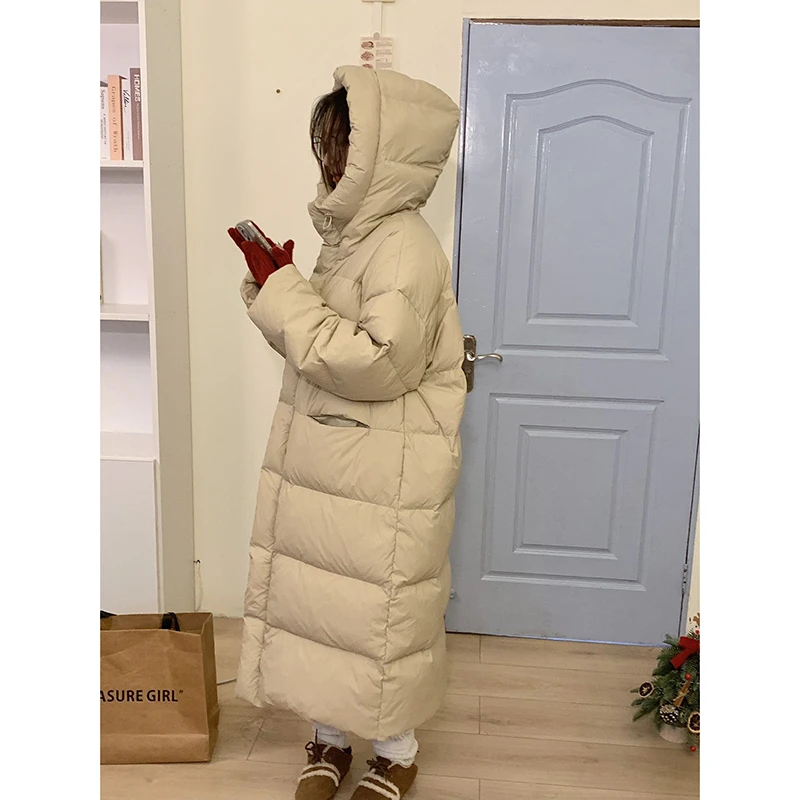 鹿十一【北极暖炉】冬季韩版90白鸭绒宽松加厚过膝长款羽绒服保暖厚