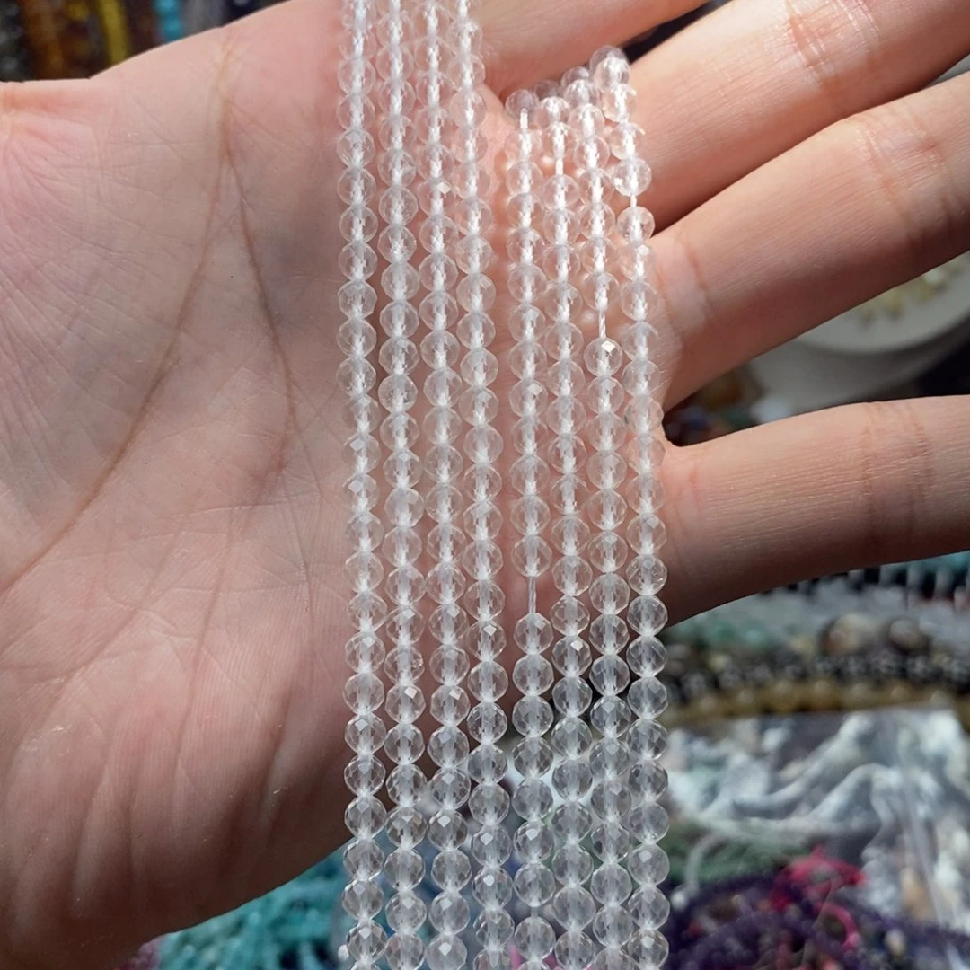 未镶嵌，天然白水晶切面4mm，石英质玉