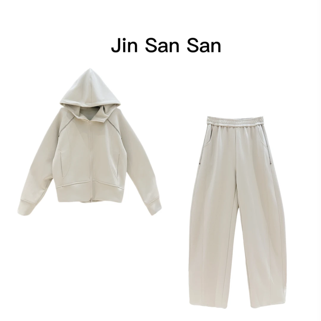 金三三【温文尔雅】2025早秋新款时尚休闲气质外套+裤子套装H5298