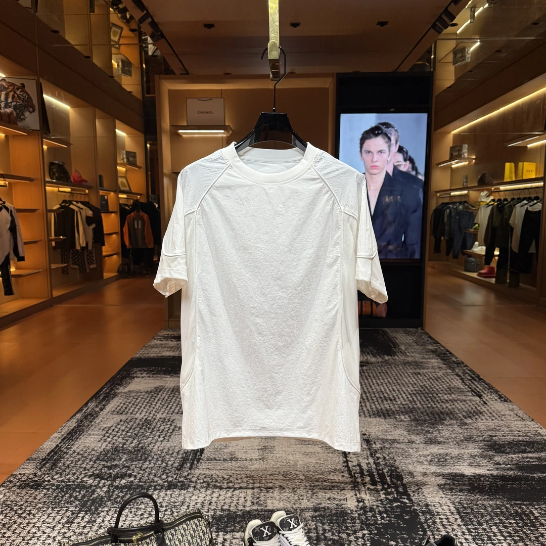 「F6656」2025夏季新款滑面透气网孔男士高端极简风轻奢圆领T恤