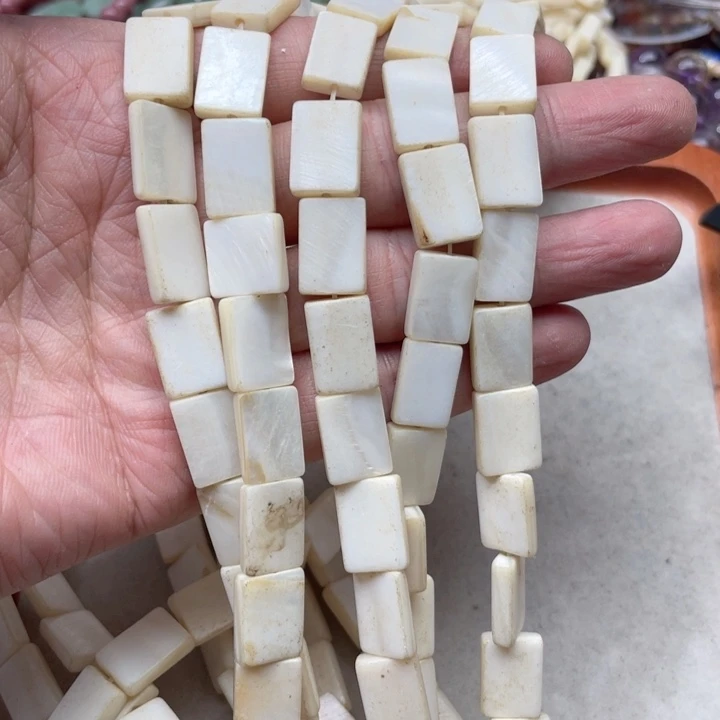 玛瑙/玉髓合金珠宝半成品3条10x14mm白贝