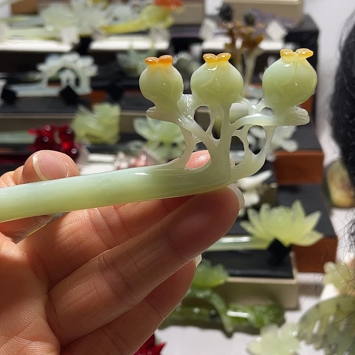 蛇纹石玉合金发饰