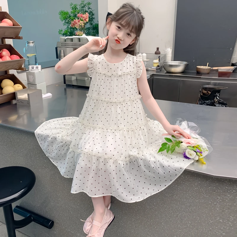 女童韩版连衣裙儿童夏季新款时尚洋气小女孩波点连衣裙（价格已开）