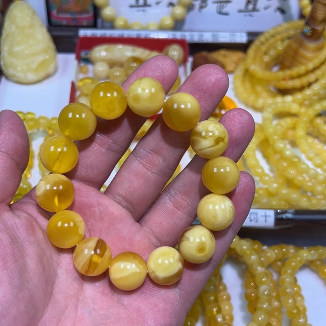 ***　蜜蜡未镶嵌裸石手串