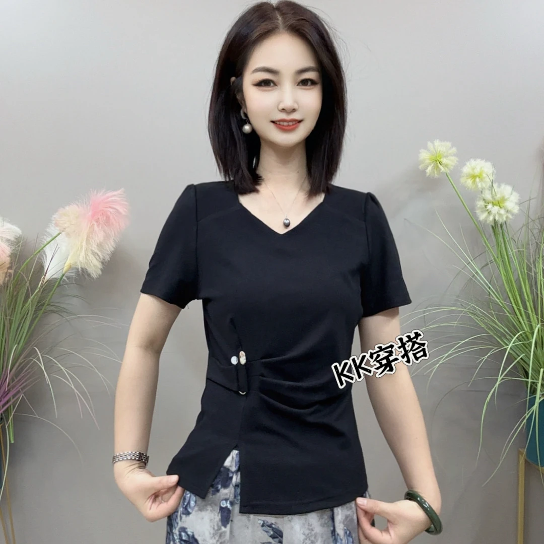 【KK】AS8930夏季新款纯色束腰款气质百搭衬衫