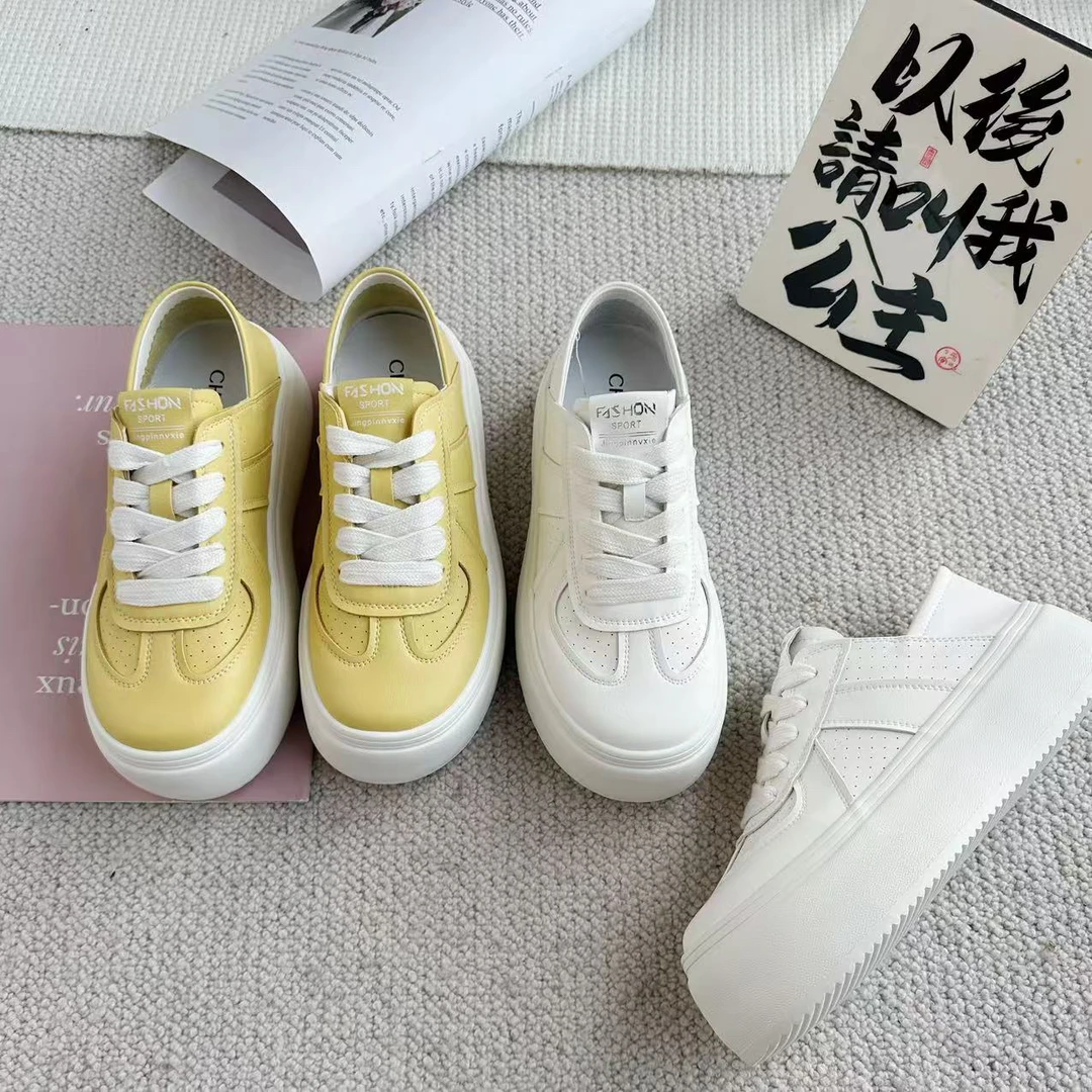［家淇定制］新款韩版百搭时尚厚底防滑舒适透气圆头板鞋休闲鞋6290