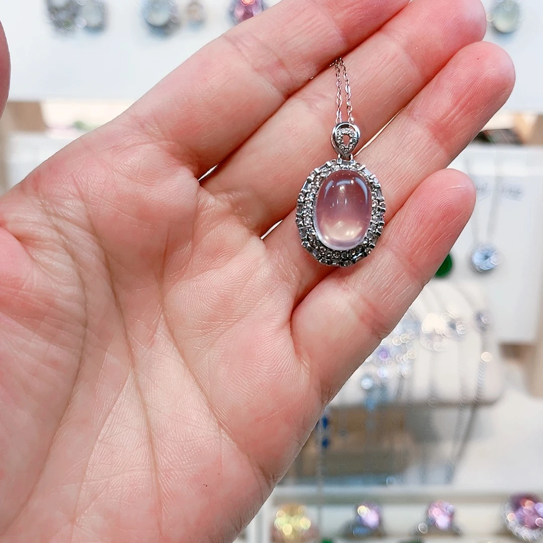 ****南银S925镶嵌吊坠(赠链)芙蓉石