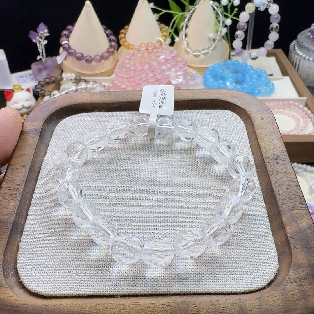 水晶手链未镶嵌刻面白水晶