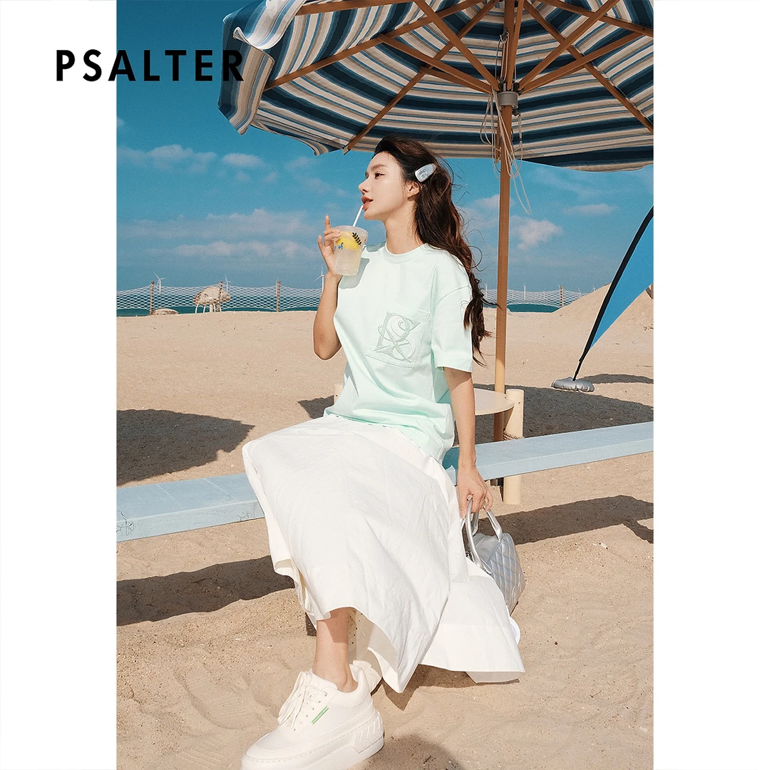PSALTER诗篇宽松舒适大方刺绣logo针织圆领T恤衫2025夏季新款