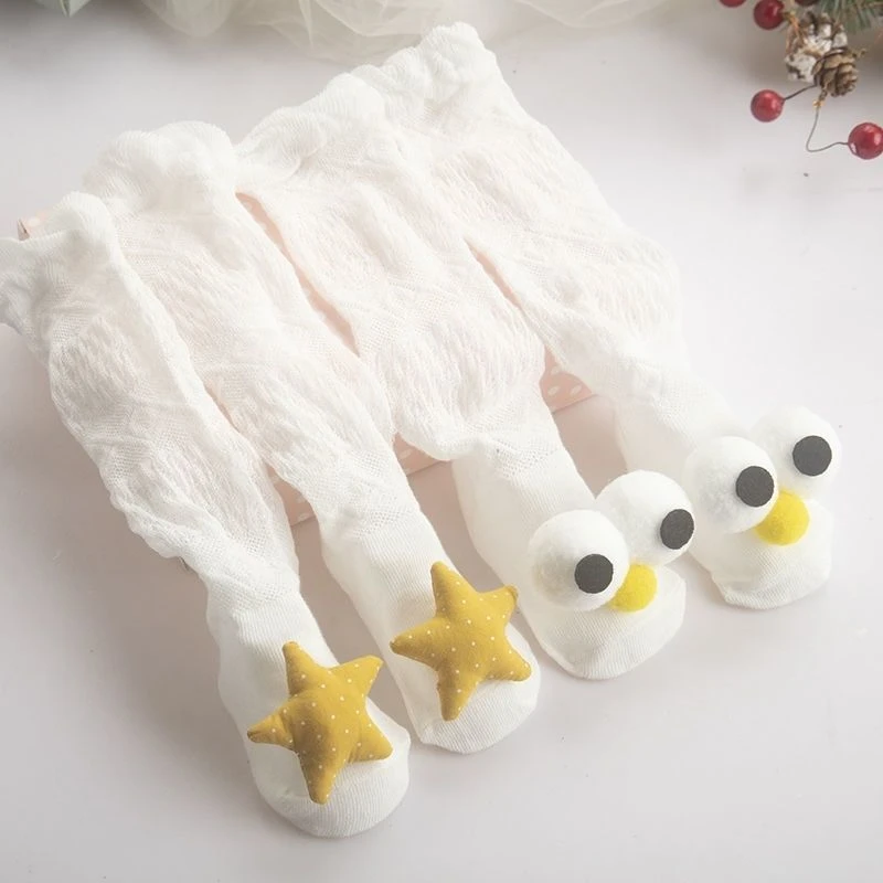 宝宝防蚊袜夏季网眼薄款婴儿长筒袜纯色卡通新生儿过膝空调袜子TJ