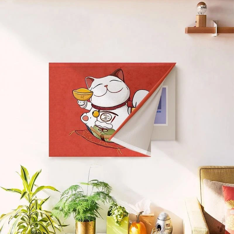 魔术贴免打孔电表箱装饰画客厅遮挡帘挂画布电源开关盒遮丑神器