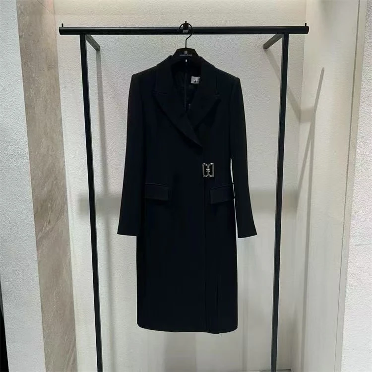 【905】轻职风纯色薄款外套双面黑色公主风法式
