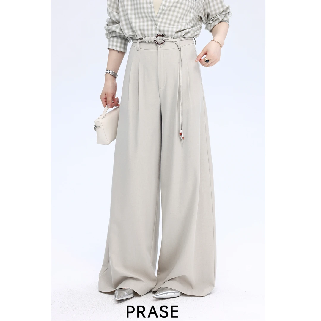 PRASE·噜【都市腔调】微胖轻奢设计款秋羊毛薄款直筒休闲裤PR507B91
