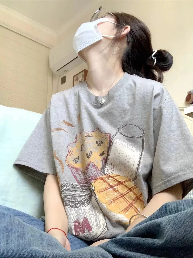 短袖t恤女美式复古宽松上衣休闲夏季