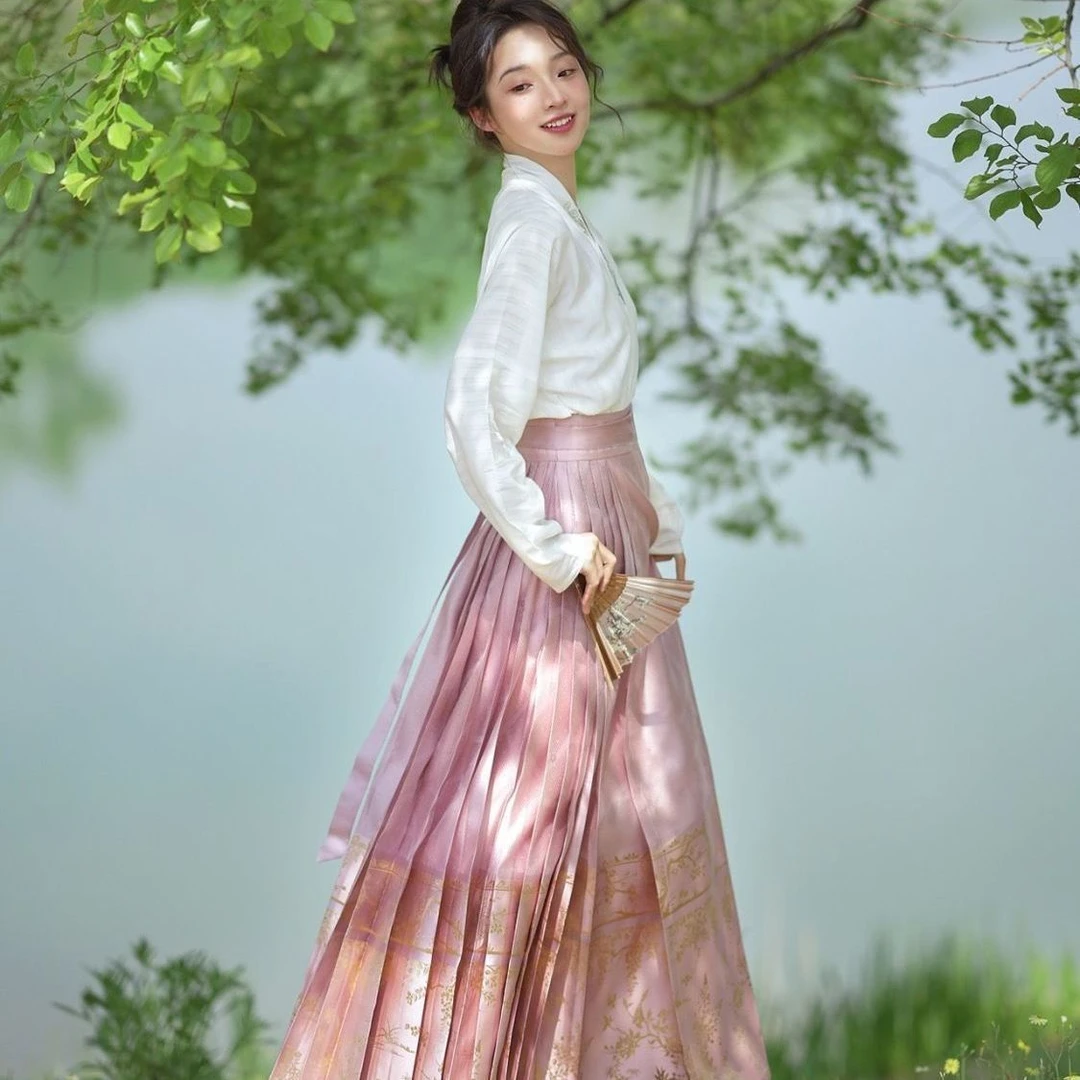 新中式改良刺绣上衣马面裙【满庭芳】汉服日常通勤春夏季印花新款