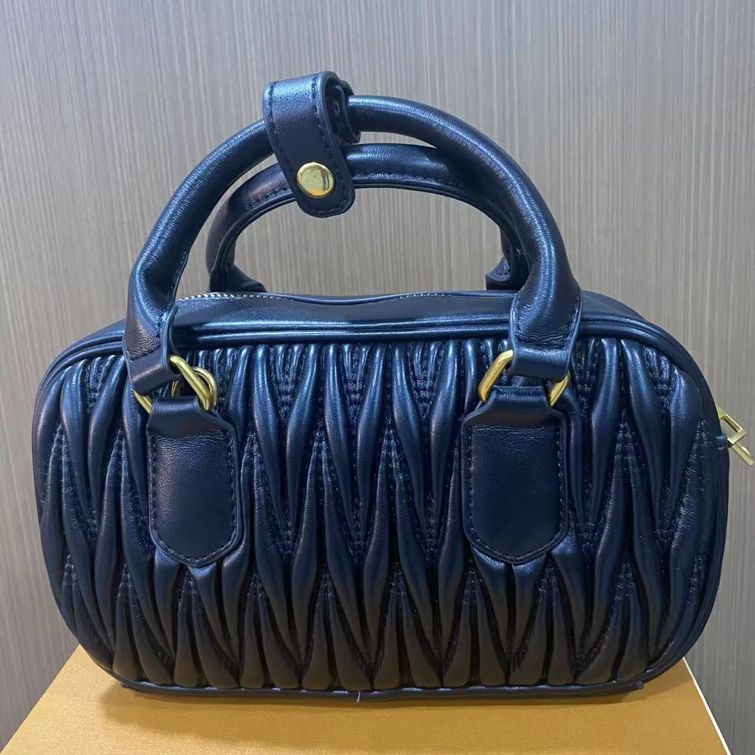 手工真皮包 -DW01036-褶皱保保-缪-黑