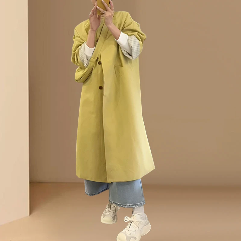 风衣外套女2025春秋新款拼接高级感日系工装简约小个子中长款大衣