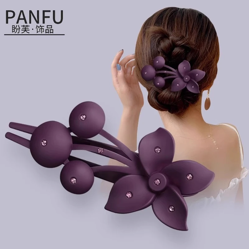 大号后脑勺花朵盘发发夹头饰女2025新款高级感高端头发鸭嘴抓夹