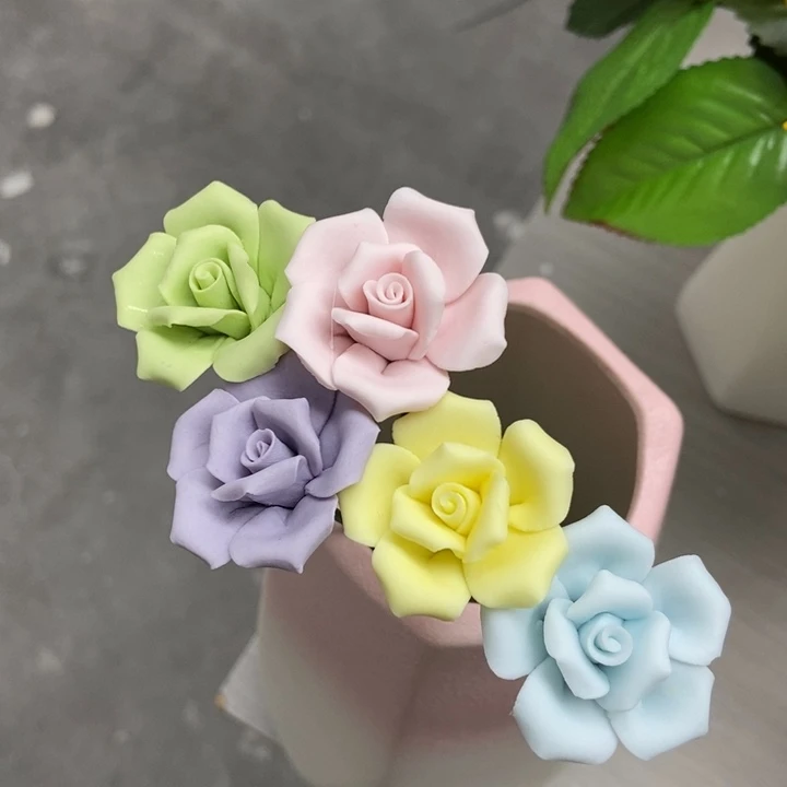 陶瓷手工制作陶瓷花5朵素烧