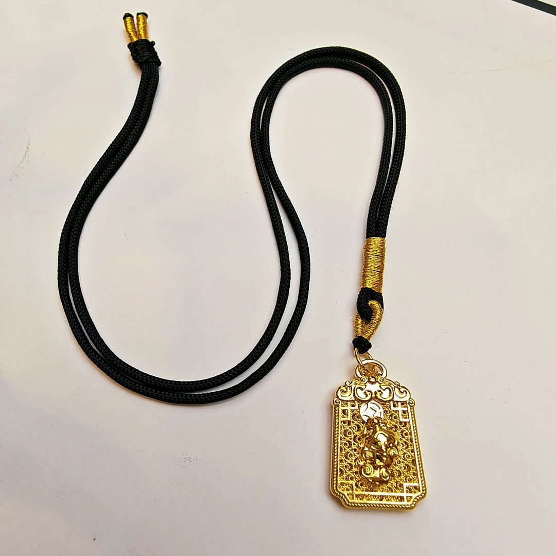 92#足金999 黄金天赐鸿福貔貅吊坠 手工编绳 时尚传承精美