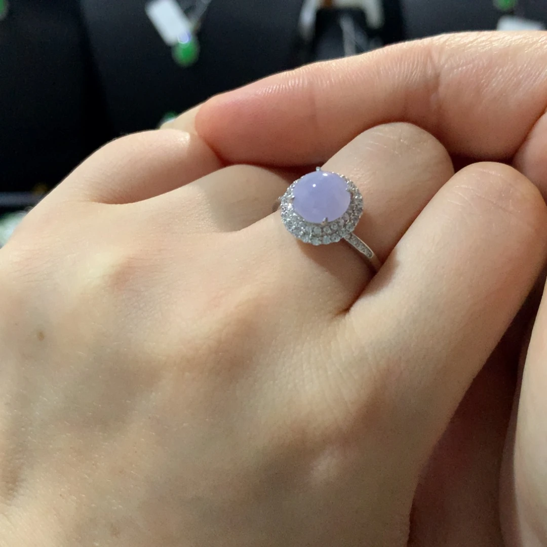 翡翠戒指银S925镶嵌戒指