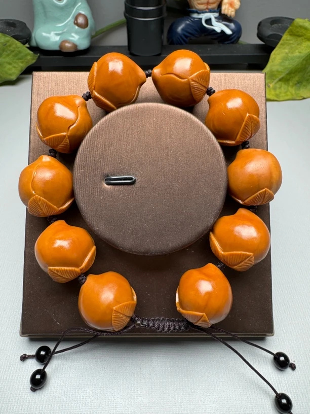 橄榄核雕 1.8尺寸正圆手工 寿桃文玩手串