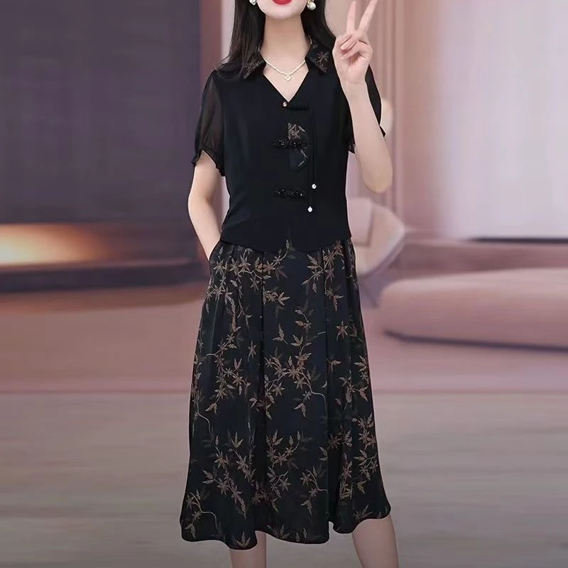 通勤高腰A字裙身形大码紫色系西域风港风连衣裙