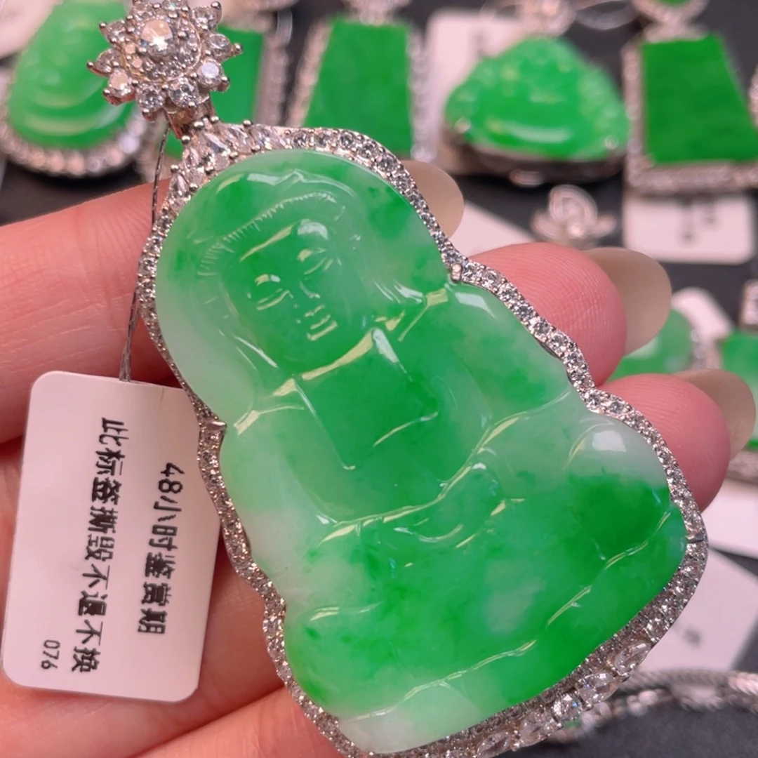 翡翠银S925镶嵌吊坠(不含链)